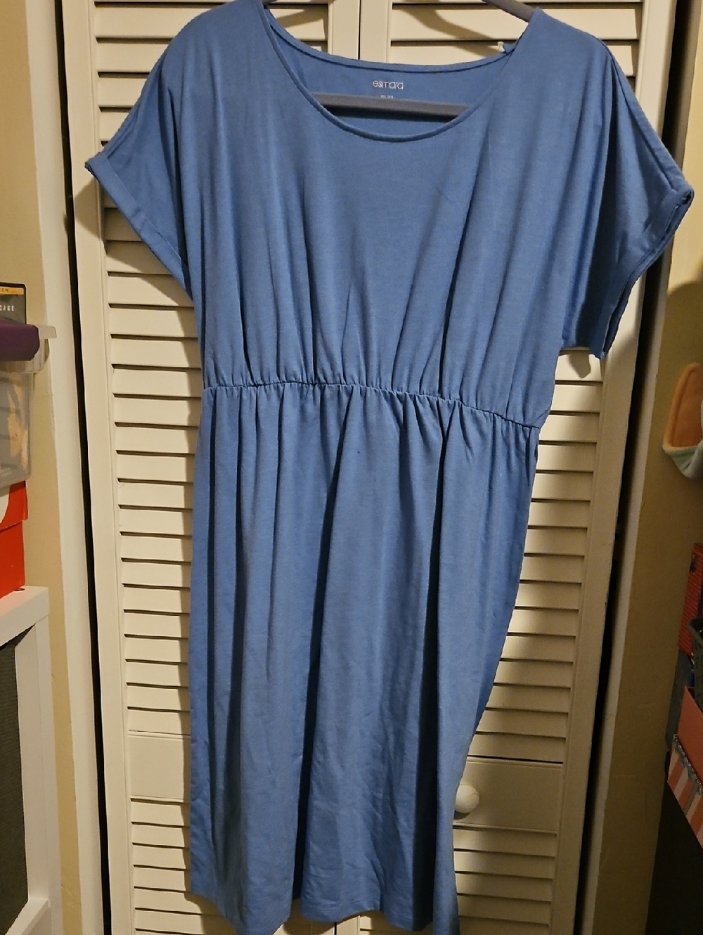 NWT Maternity Blue Knit Waist-Detail Midi Dress